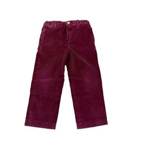Papo d’Anjo Boys Preppy Corduroy Pants Size 5 Adjustable Waist Burgundy EUC